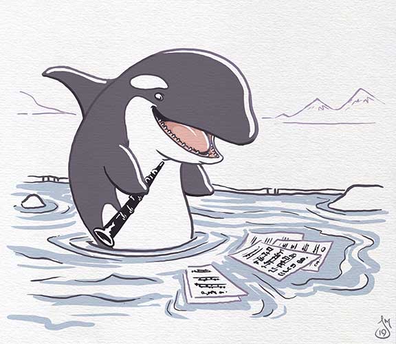 It's Monday, which means another prompt from @AnimalAlphabets and this week O is for 'Ocean' so here's an Orca practicing the Oboe in the Ocean. #KidLitArt