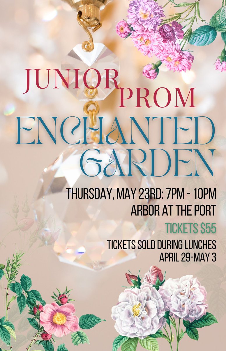 Tickets for the Junior Prom are on sale now during all school lunch periods outside of the Student Union; cash only. The last day to purchase tickets is this Friday, May 3rd! #JuniorProm #AquinasInstitute #AQClassOf2025