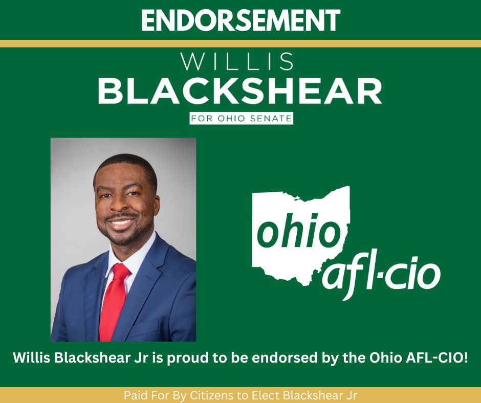 Labor built the Ohio middle class. In the Statehouse I’ve always stood with workers, so I’m honored to have the support of the Ohio AFL-CIO!