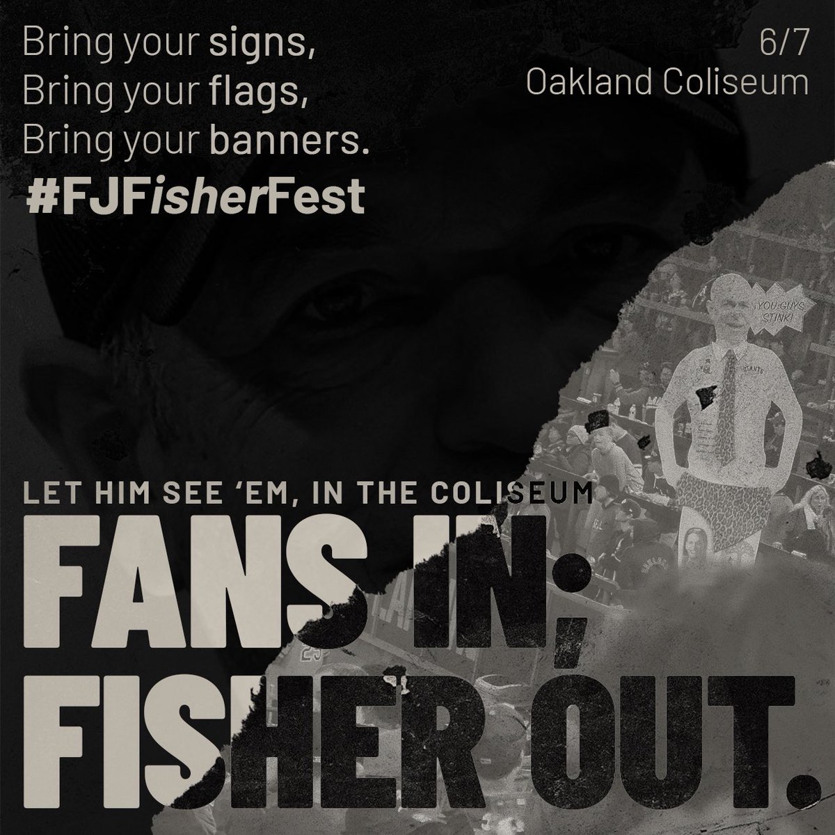 Everyone’s been asking when’s the next reverse boycott at the Coli… The date’s been set!!! 6/7 #FJFisherFest is upon us!!! Bring you signs, bring your flags, bring your banners, and let him see em’ in the Coliseum!!! Fans in; FISHER OUT!!!!