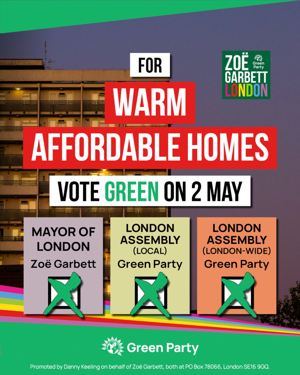 🏚️ London is beyond a #HousingCrisis. 🟢 A Green Mayor of #London would: - Set up a rent commission - Demand powers for a rent freeze - Build more #AffordableHomes - in the right place - Buy houses from the market for affordable rent 🗳️ #VoteGreen on 2nd May.
