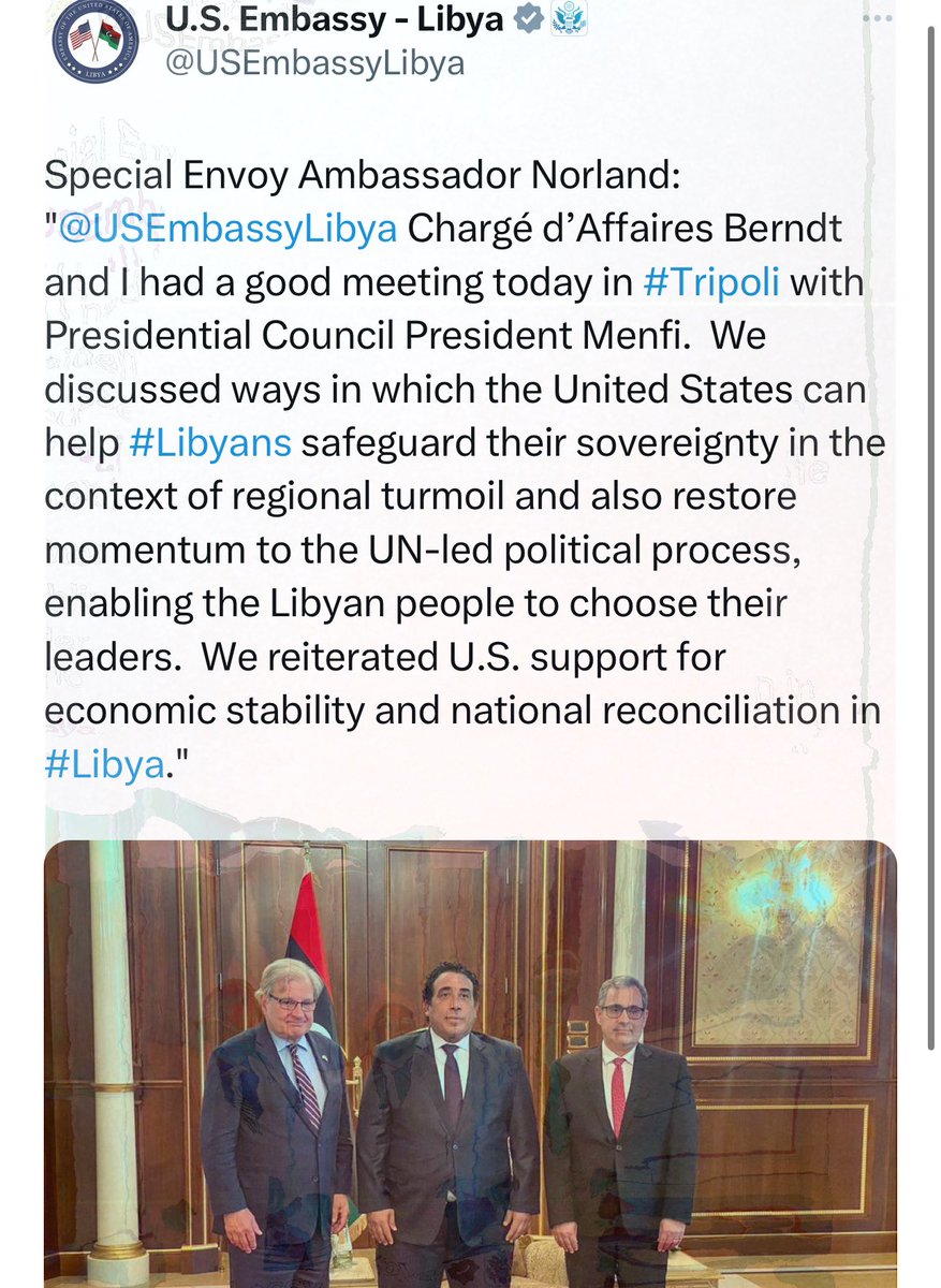 “The United States can help #Libyans safeguard their [territorial] sovereignty” = pure #security consideration. Not politics; not elections; not economy; pure #security. This message is for the attention of the foreign state that has lately bulked up its #physical presence on…