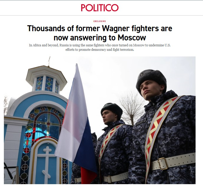🇷🇺 Politico, citando la inteligencia estadounidense:

“El Ministerio de Defensa ruso ha dividido los restos del PMC de Wagner en cuatro grupos diferentes.

Un grupo opera como parte de la Guardia Rusa y la inteligencia militar rusa y continúa luchando en Ucrania.

Otro grupo se
