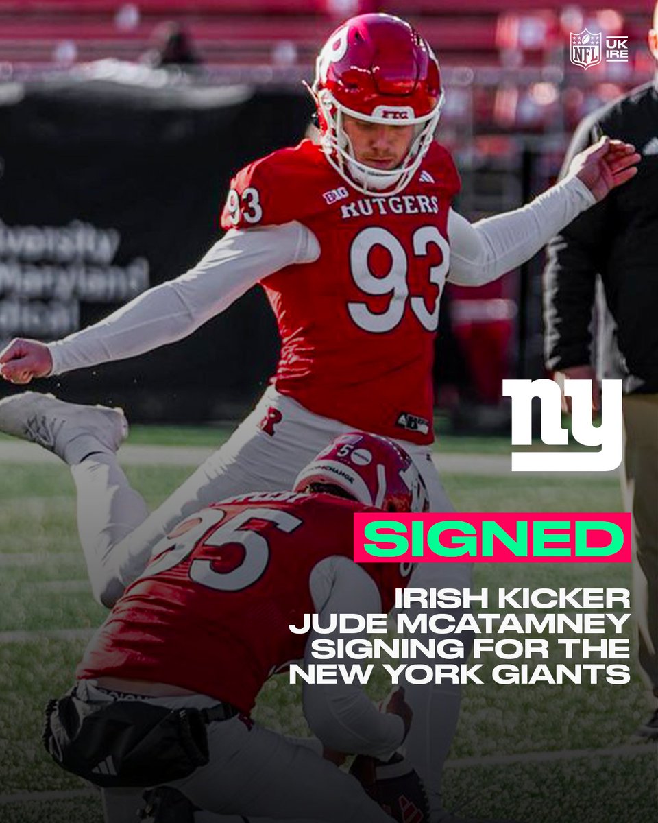 Another Irish player signs to the NFL! Irish Kicker Jude McAtamney has signed with the New York Giants as a UDFA 🇮🇪 Congratulations Jude! 🏈