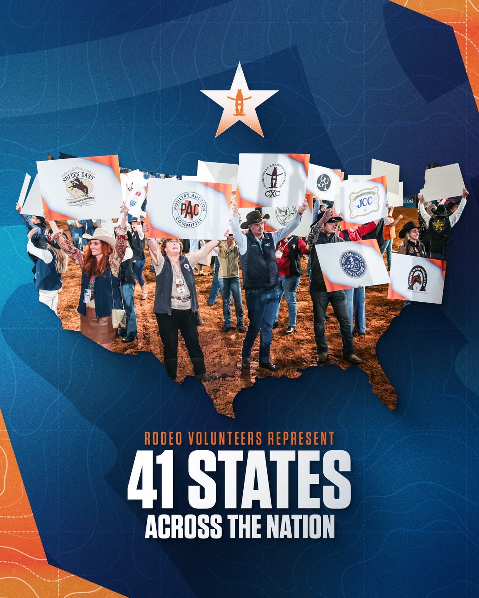 41 states. One mission. The Houston Livestock Show and Rodeo is made up of 35,000+ volunteers across 41 states to promote agriculture and empower Texas youth through educational support 🧡