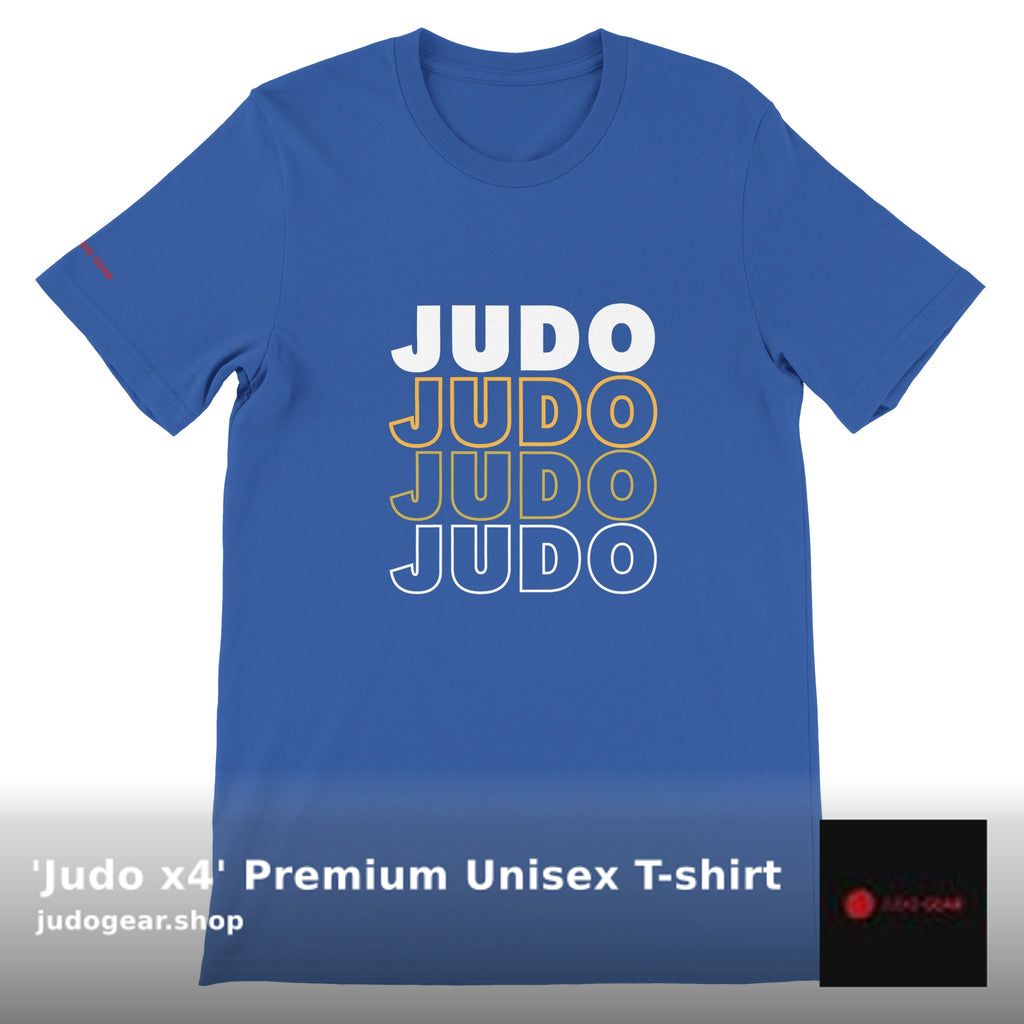 Elevate your wardrobe with the 'Judo x4' Premium Unisex T-shirt 🥋 Comfort, style, and superior quality all in one. Perfect for every judo enthusiast. Get yours now for just £24.99 at shortlink.store/yigpj5i_jucm #JudoGear #ComfortMeetsStyle #PremiumQuality