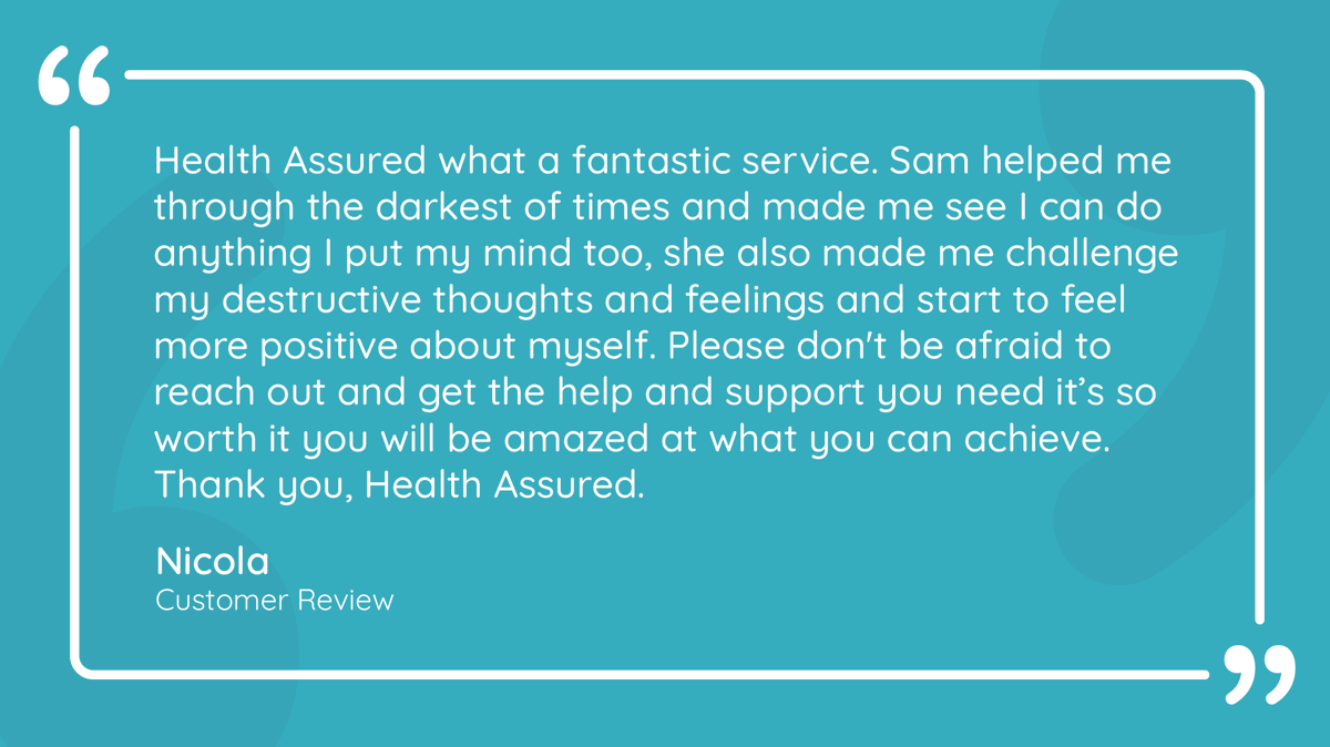 We are overjoyed to share the experience Nicola had with Councillor Sam. Health Assured helps people who are feeling low and need support. We aim to empower individuals throughout their mental health journey. Remember #mentalhealthmatters Click now👉healthassured.org