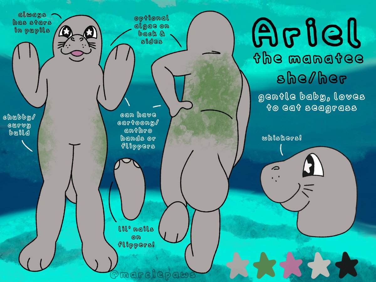 Speaking of uncommon sonas… this is my manatee sona!! She desperately needs a new ref but I love her so much🥺