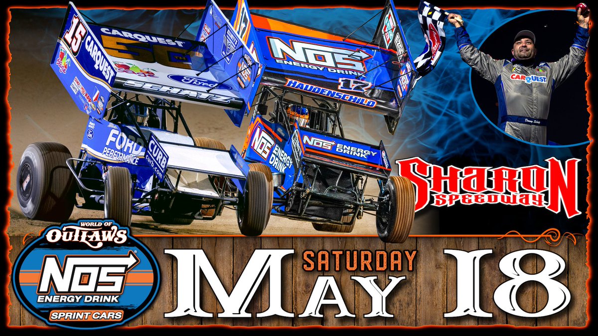 The @WorldofOutlaws Sprints will be invading Sharon Speedway for their 1st visit of 2024 on Saturday, May 18 for a $12,000 to-win event! Get your advance tickets now for 'The Greatest Show on Dirt': mpv.tickets.com/?orgid=52711&a… Reserved: $40 (Advanced) - $45 (Race Day) General…