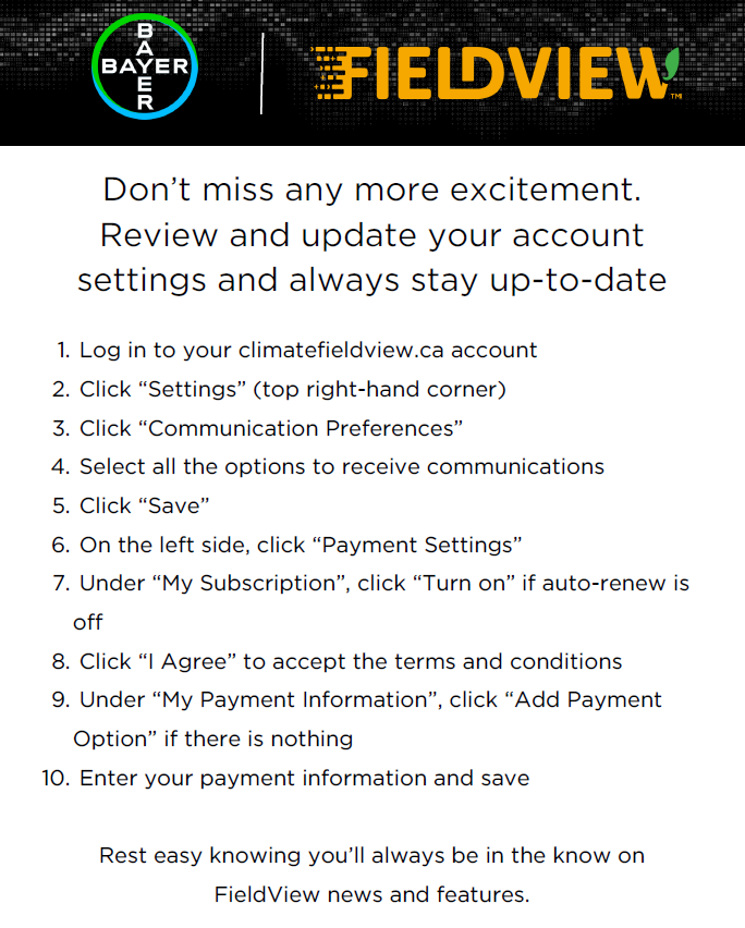 Friendly reminder to FieldView users: it's time to renew your subscriptions if you haven't done it yet! 📩 Check your inbox, spam folder, & update your payment information for auto-renew. Don't miss out on reliable data management for the upcoming season. bit.ly/3UcUGKJ