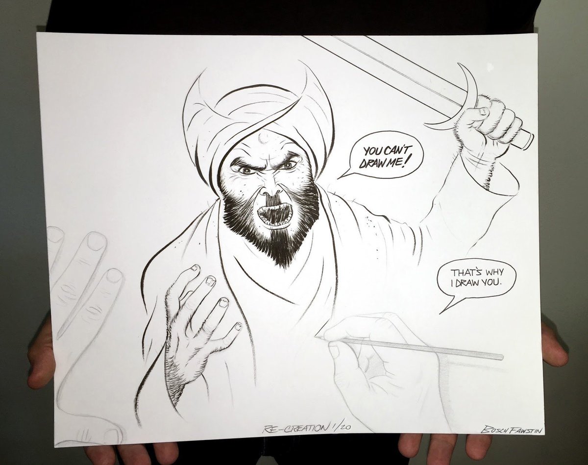 I’m down to 9 (of 20) recreations of my winning Mohammad cartoon, signed and numbered by me. You can order them here boschfawstin.com/store/