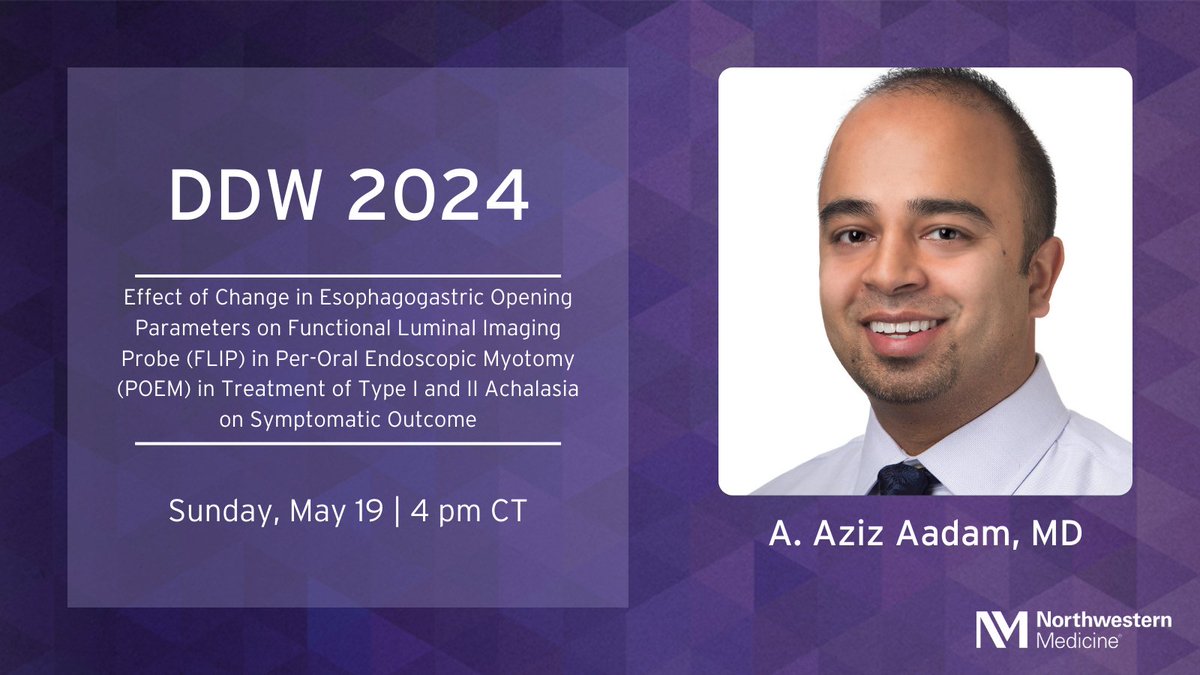 Don’t miss A. Aziz Aadam, MD (@gastrowala), presenting “Effect of Change in Esophagogastric Opening Parameters on Functional Luminal Imaging Probe (FLIP) in Per-Oral Endoscopic Myotomy (POEM) in Treatment of Type I and II Achalasia on Symptomatic Outcome,”