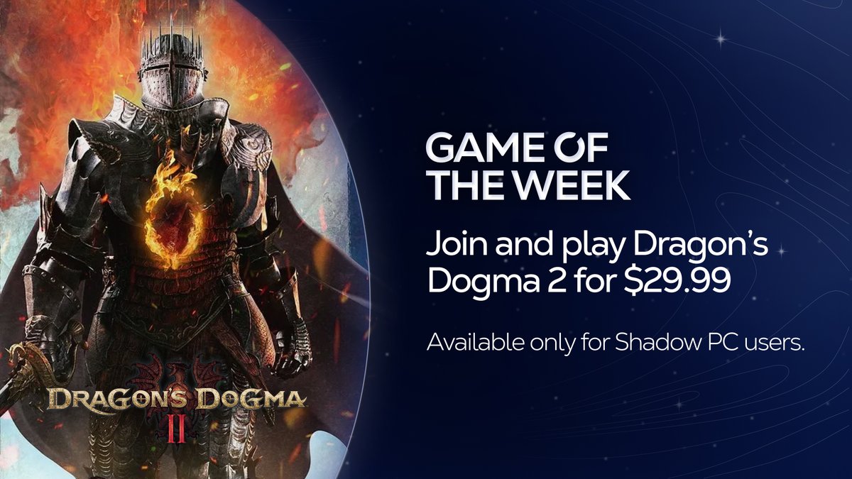 Round three of #GameOfTheWeek! This time, Dragon's Dogma 2 is in the spotlight! 🤗 Available for just $29.99 on the #ShadowGameStore. You can buy it today and jump in on the action 🎮 …or stay tuned for our next drawing 😉 shdw.me/Game-Store