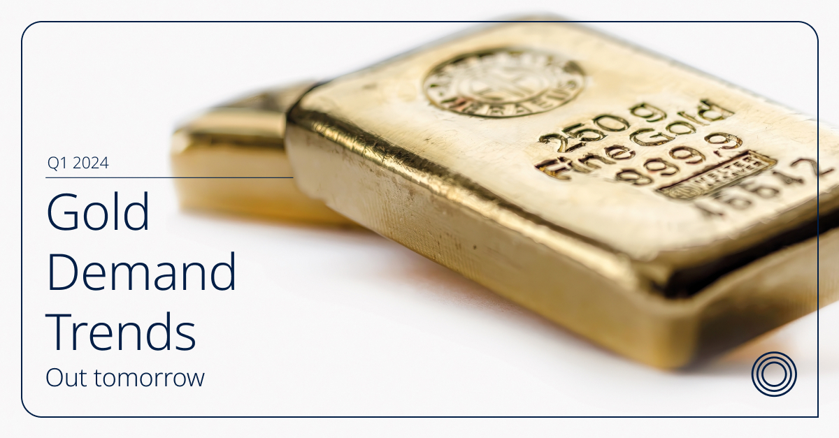 Our Q1 2024 #GoldDemandTrends report is out tomorrow. We'll be sharing insights on #gold demand across sectors from central banks and investment, to jewellery and tech.