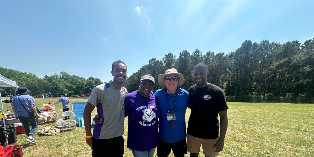 #ARRRGH very own Dr. Amber McEachern and Lifetime Physical Activity and Fitness (LPAF) graduate assistants Jaden and Brandon recently assisted with Field Day at Tommy’s Road Elementary in Goldsboro.🏆 Thank you for serving in the community, Dr. McEachern, Jaden and Brandon!