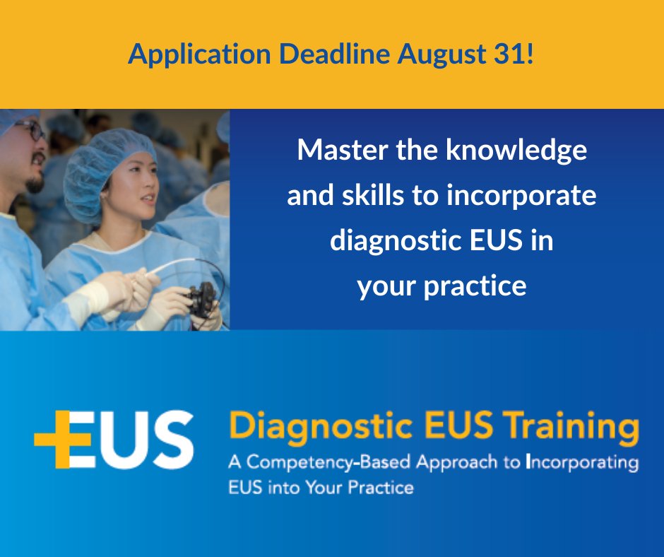 Now accepting applications for the next Diagnostic EUS training cohort. See what it takes to apply for this one-of-a-kind program focused on helping you achieve competency in this high-demand area. hubs.ly/Q02v9VFs0 #GIEndoscopy #Endoscopy #Gastroenterology