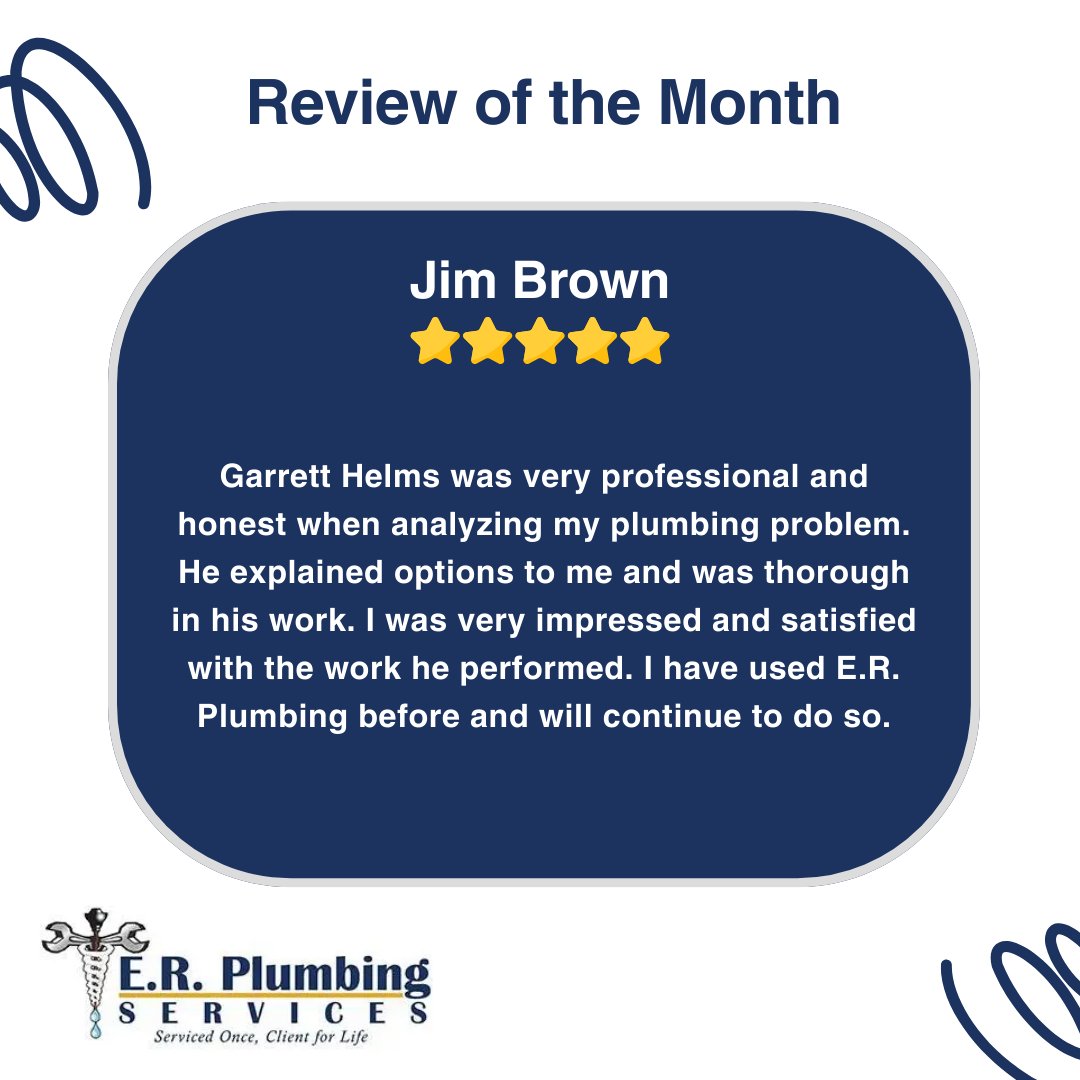 ⭐ Review of the month! ⭐

We want to thank our clients for their valuable feedback.🏆

#ThankYouAll #ReviewOfTheMonth #ERPlumbingServices