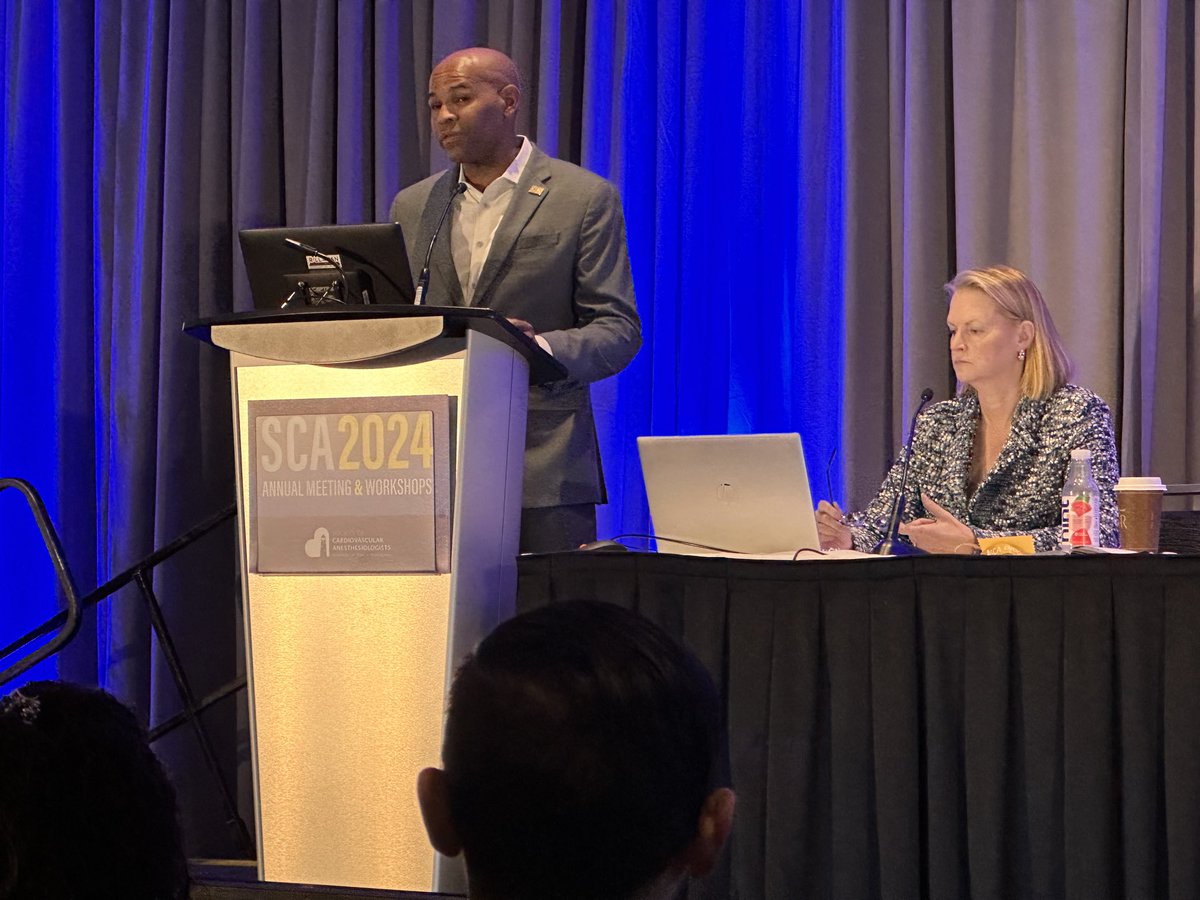 ⁦<a href="/JeromeAdamsMD/">Jerome Adams</a>⁩ giving an inspiring, but also sobering, talk on health equities and disparities. “We don’t have a health care system, we have a sick care system”. Need to focus much more on prevention than treatment. ⁦<a href="/scahq/">Society of Cardiovascular Anesthesiologists | SCA</a>⁩