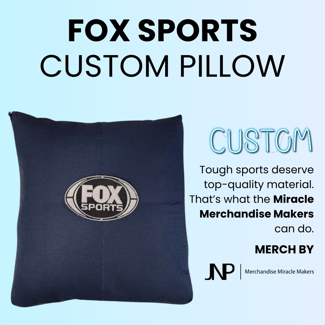 JNPMerch's tweet image. Thrilled to reveal our newest #FOXSPORTS custom pillows. 💪🛋️ At JNP Merchandising, top-notch material and attention to detail are our game. #MadeToLast #QualityMerch #SportsMerch #JNPExcellence #CraftedWithCare #Pillows #BrandQuality