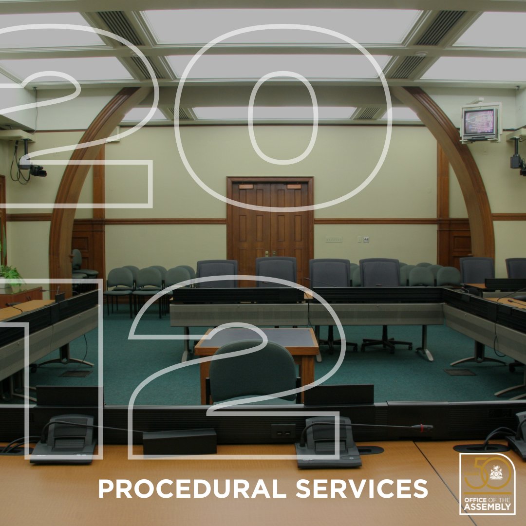 A reorganization in the Legislative Services Division in 2012 saw the dissolution of the Journals and Procedural Research Branch and the Committees Branch becoming instead the Procedural Services Branch. #OA50Years