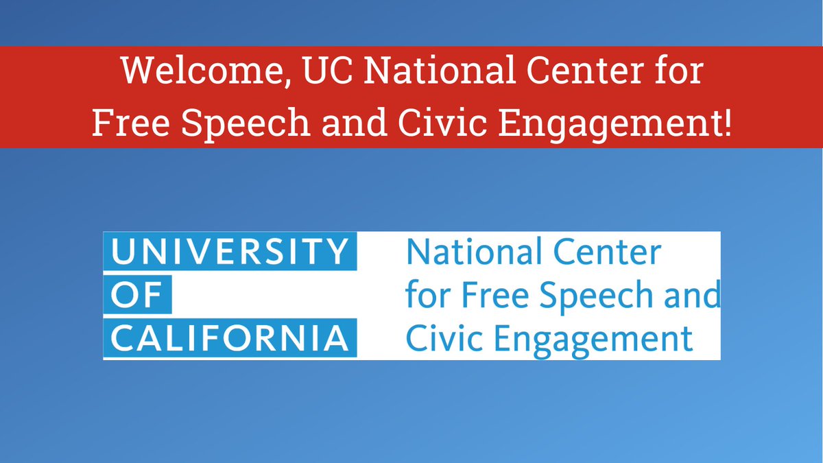 Please welcome UC National Center for Free Speech and Civic Engagement to #CivXNow! @ucfreespeech seeks to help move conversations from soundbites to thoughtful dialogue and restore trust in the value of free speech. bit.ly/49ZJPtE