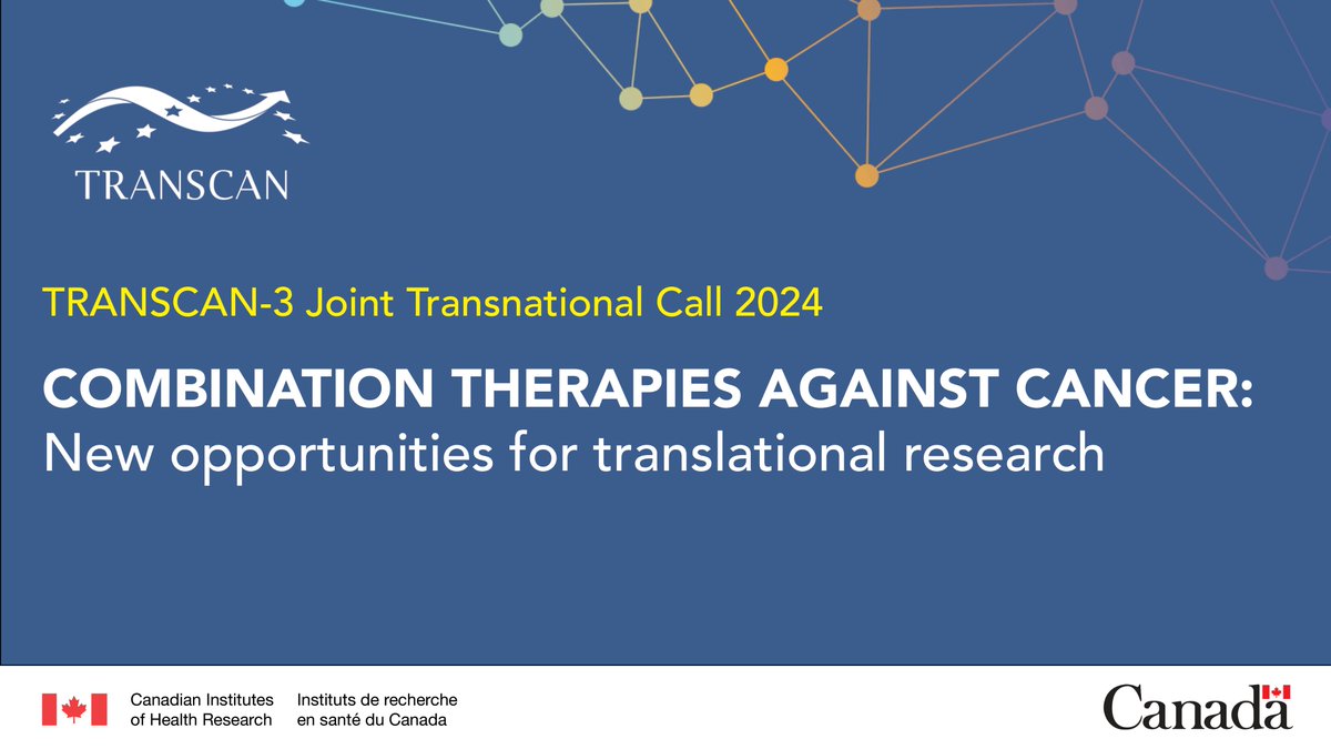 TRANSCAN-3 Joint Transnational Call 2024 – “Combination therapies against cancer: New opportunities for translational research” has launched! Pre-proposals due: July 5, 2024 Learn more: transcan.eu/funding/calls/… @transcanproject