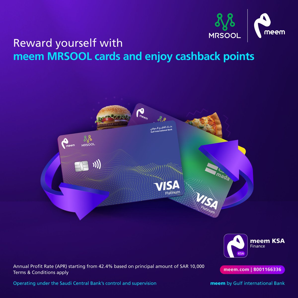 Whether it was pizza or a burger! 🍕🍔 We’ll leave the dinner choices to you and the cashback as points via the MRSOOL app are on us. Reward yourself with #meemMRSOOL cards💳#meem For more info: meem.com.sa/meemxmrsool/ Or call us : 8001166336