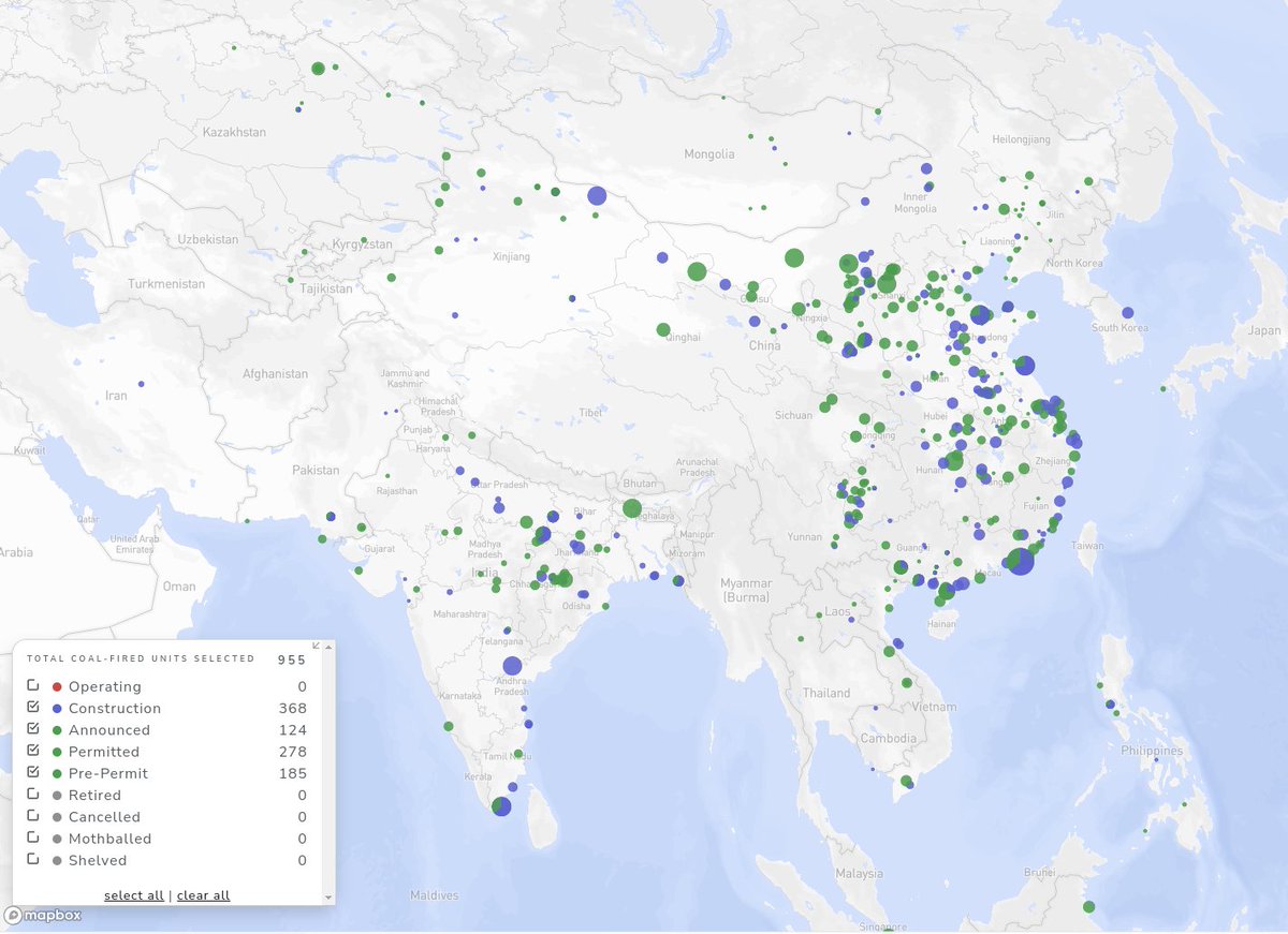 Meanwhile, Asia is building nearly 1,000 new coal fired power plants. Asia governments have no interest in #ClimateScam participation. globalenergymonitor.org/projects/globa…