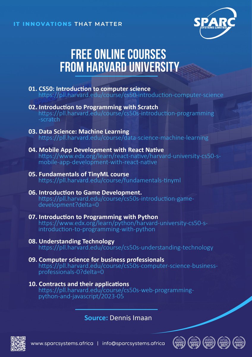 What’s your excuse ? 

Unlock your potential and become unstoppable with Harvard's free online programs! Learn at your own pace and achieve your goals with flexible and accessible courses

#sparctheundisputed
#ITCompanyAfrica