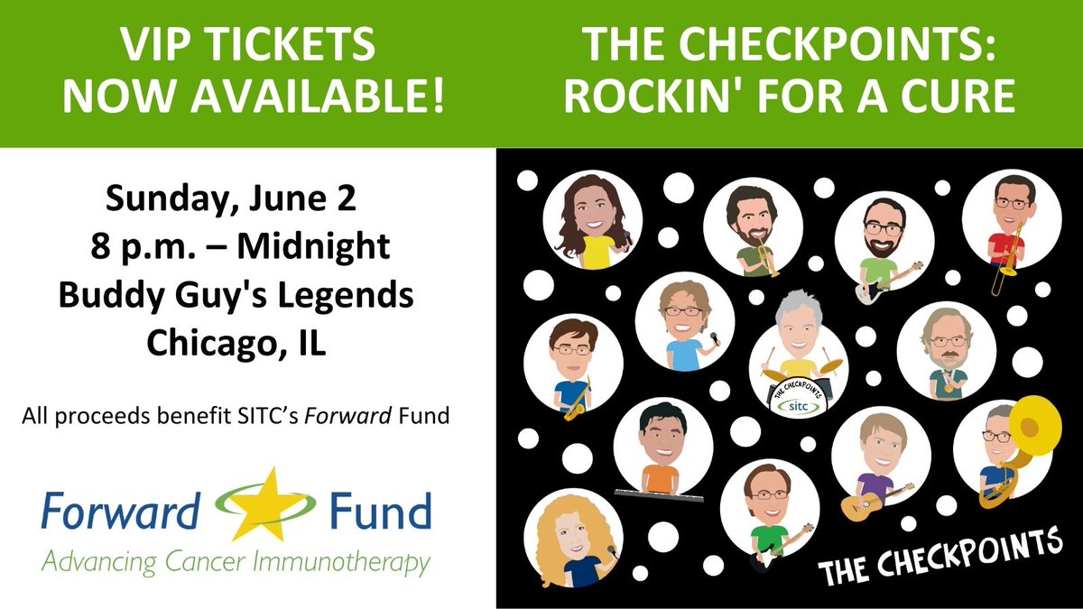 Don’t miss the SITC house band, The CheckPoints, perform on June 2 at Buddy Guy’s Legends. Space is limited. Get your VIP tickets now! Proceeds benefit the next generation of cancer immunotherapy experts through SITC’s Forward Fund. sitcancer.org/funding/the-ch…