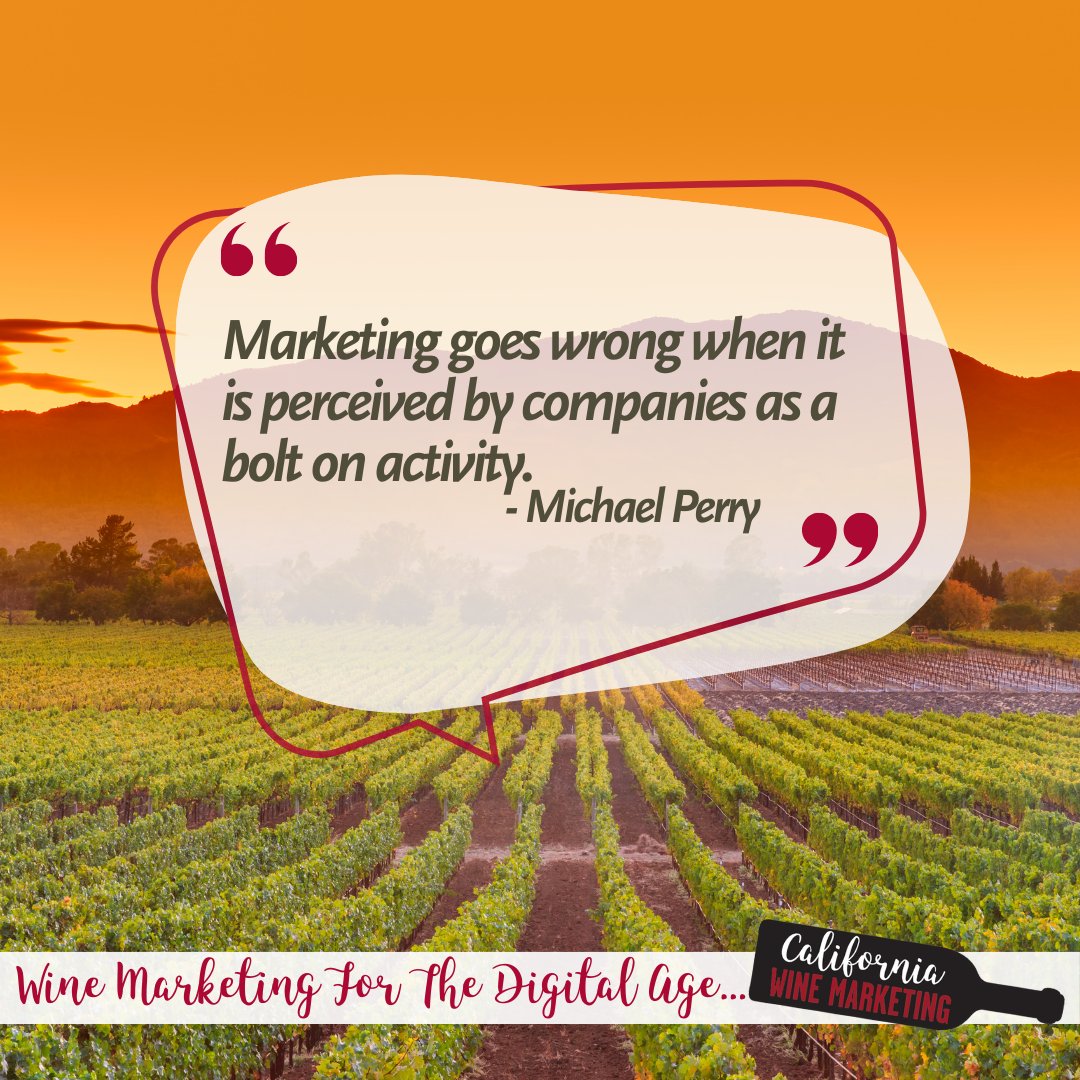When marketing is just an add-on, it misses the mark. Effective marketing needs to be integrated into every aspect of a business, not bolted on as an afterthought. Let's make marketing a core part of our business strategy. 

#CaliforniaWineMarketing #MarketingMonday #marketing