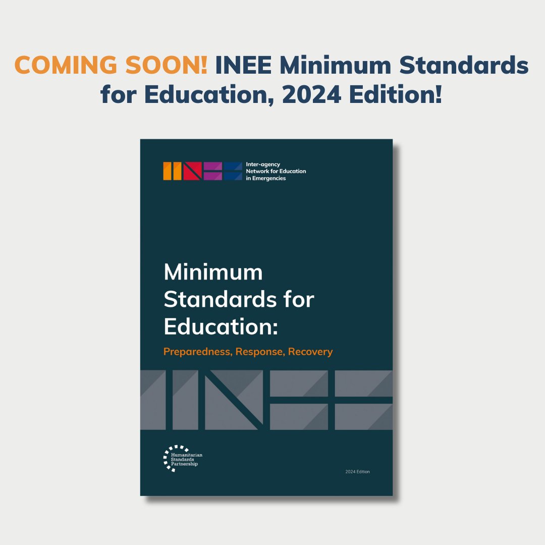 Coming soon! The INEE Minimum Standards, 2024 Edition The 2024 update aims to ensure that INEE MS remain relevant, accessible & adaptable to support EiE stakeholders everywhere. Explore how key EiE developments are reflected in the updated handbook: inee.org/blog/coming-so…