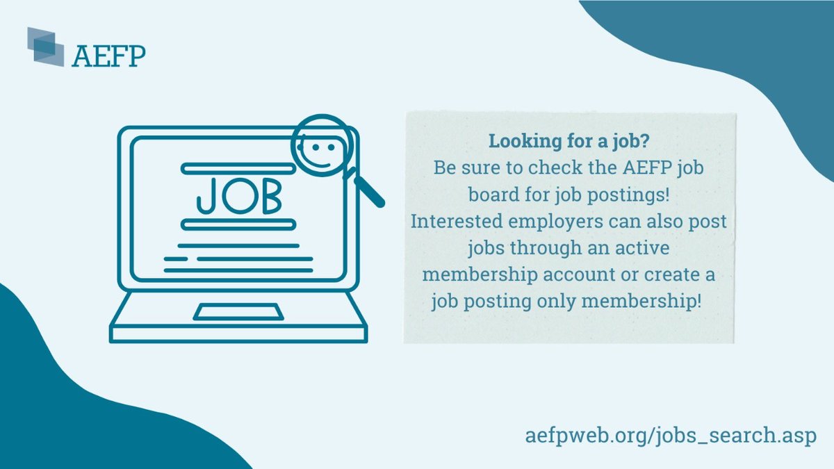 Happy Monday! Looking for a job OR looking to post a job? Check out the AEFP job board for more info aefpweb.org/jobs_search.asp