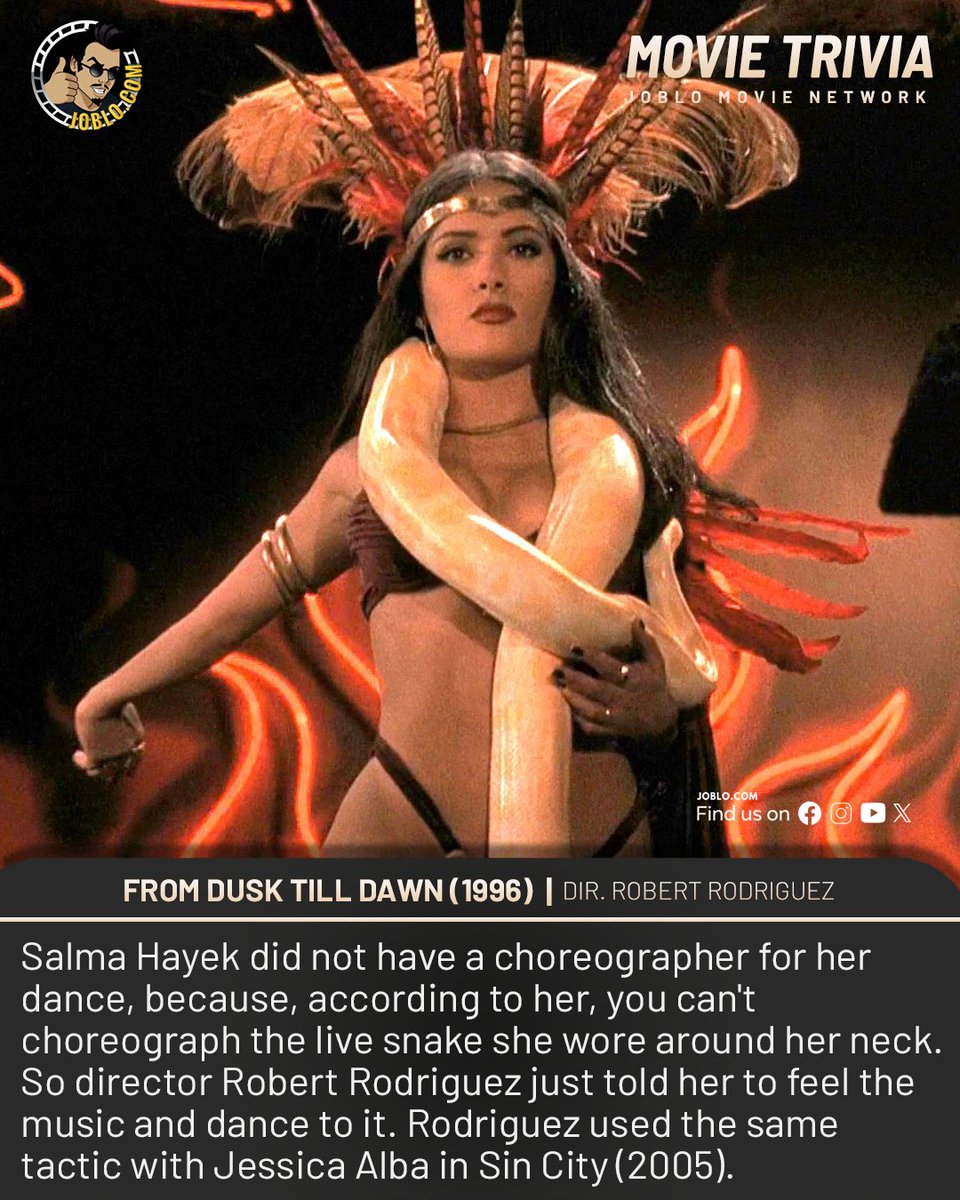 Movie Trivia: From Dusk Till Dawn (1996) 🎥 
#JoBloMovies #JoBloMovieNetwork #FromDuskTillDawn #SalmaHayek