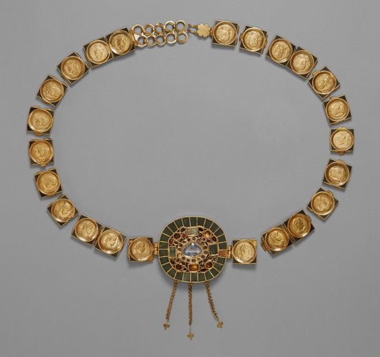 Necklace made with Solidus Gold Coins from Antioch It's on display at the Getty Museum in California.