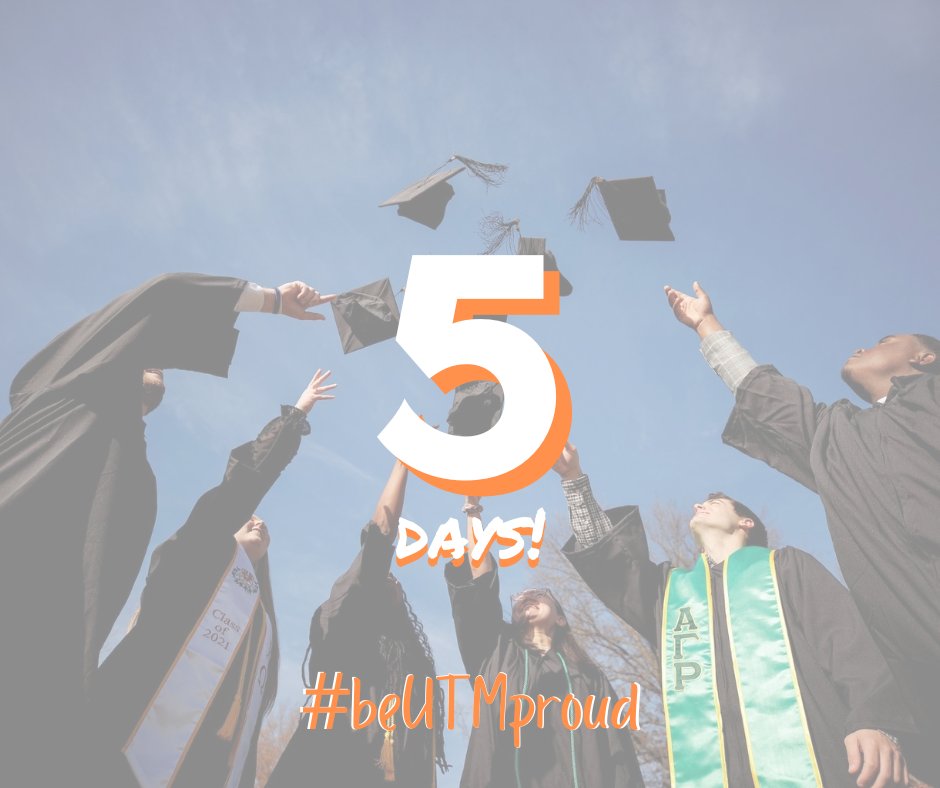 5 days away from Spring 2024 Commencement. Get ready to throw those caps, Skyhawks! 🧡💙🎓🎉 #beUTMproud #UTMartin #UTMBIS