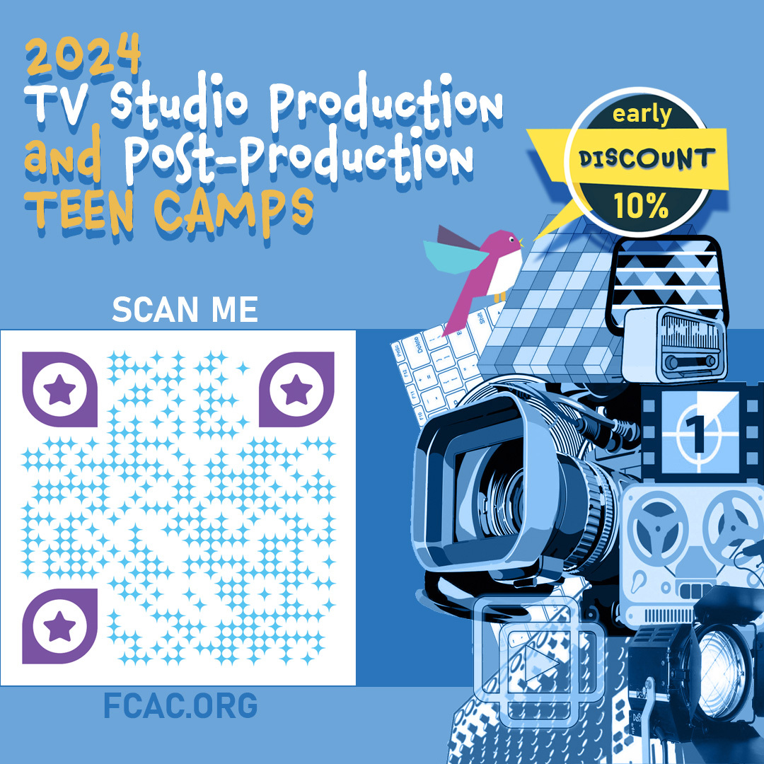 The 2024 TV Studio Production and Post-Production Teen Camps are almost here! Register by May 31st to get an early bird discount of 10%. Space is limited, so register your teen asap!

#todayatfpa #teenstudioproduction #publictelevision #communitymedia #teenpostproduction