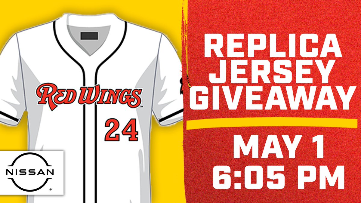 Rep your Wings! The first 500 fans on May 1 will receive a Red Wings replica jersey courtesy of @NissanUSA