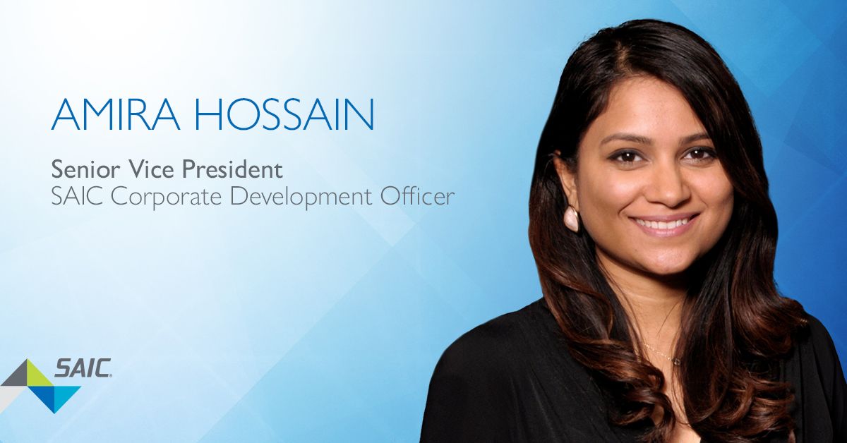 SAIC welcomes Amira Hossain as SVP of Corporate Development. In this role, she will help lead SAIC into our next phase of growth. As we move forward, Hossain's strategic insights, industry knowledge, and extensive negotiation capabilities will be valuable assets.