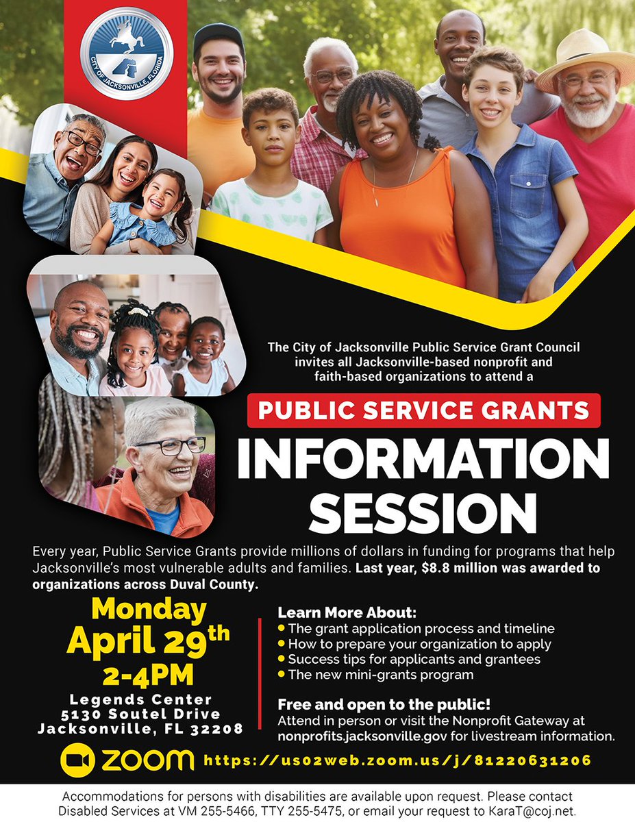 Reminder: Our Public Service Grants Information Session is today, Monday April 29th at the Legends Center from 2-4pm. The session is free and open to the public. For those unable to join on-site, here is a link to livestream the information session: us02web.zoom.us/j/81220631206
