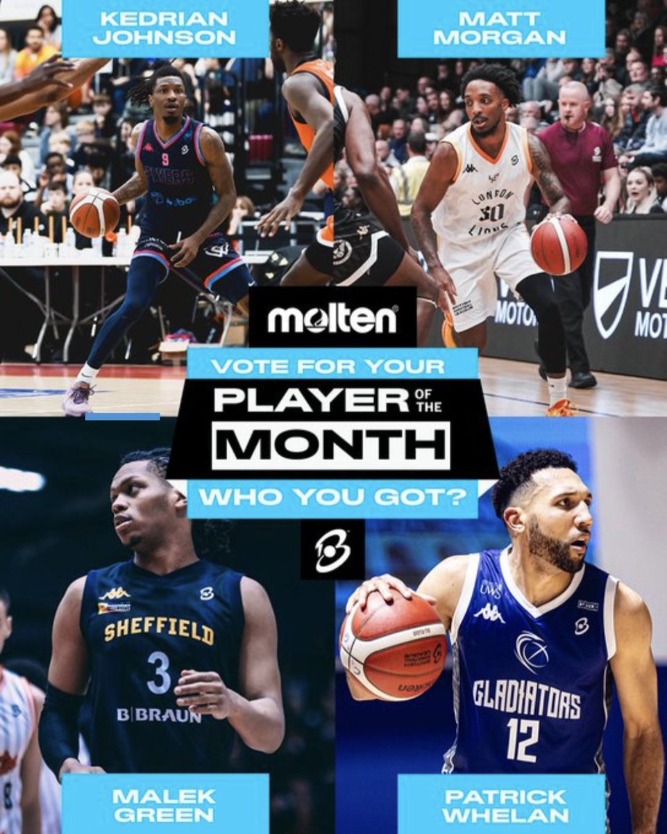 𝗩𝗢𝗧𝗘 𝗡𝗢𝗪 for <a href="/Malek_Green31/">Malek ✨</a> to be named the <a href="/MoltenSports/">MoltenSports</a> <a href="/britishbasketm/">British Basketball League</a> 𝑷𝒍𝒂𝒚𝒆𝒓 𝒐𝒇 𝒕𝒉𝒆 𝑴𝒐𝒏𝒕𝒉 𝒇𝒐𝒓 𝑨𝒑𝒓𝒊𝒍 🎉
#FearTheFin🦈