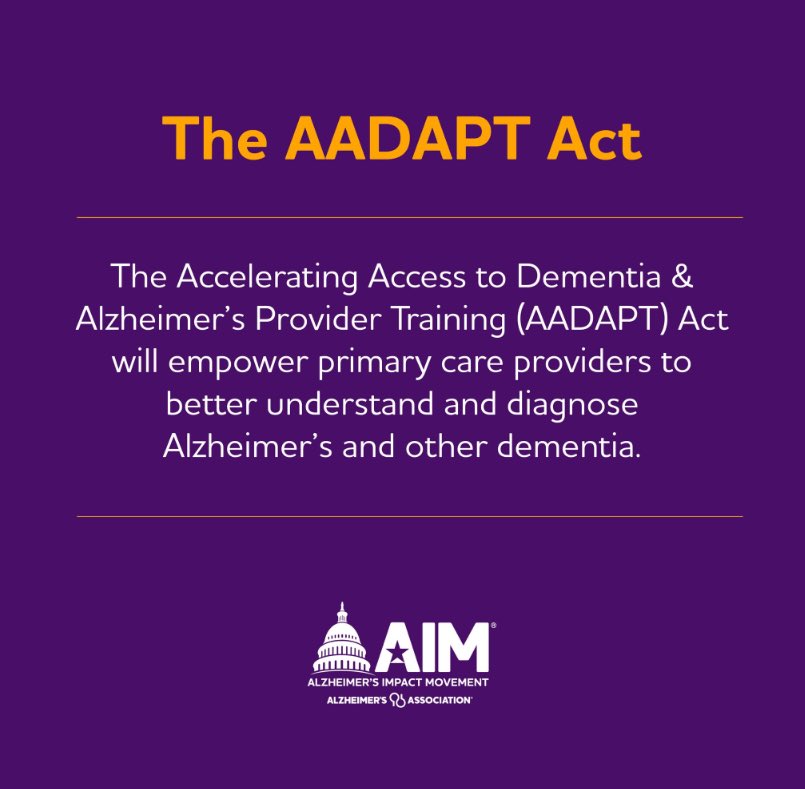 In our new era of treatment, the #AADAPTAct will help equip primary care providers to properly diagnose & care for those with Alz & dementia. @RepMikeQuigley plz cosponsor this important bill! #ENDALZ