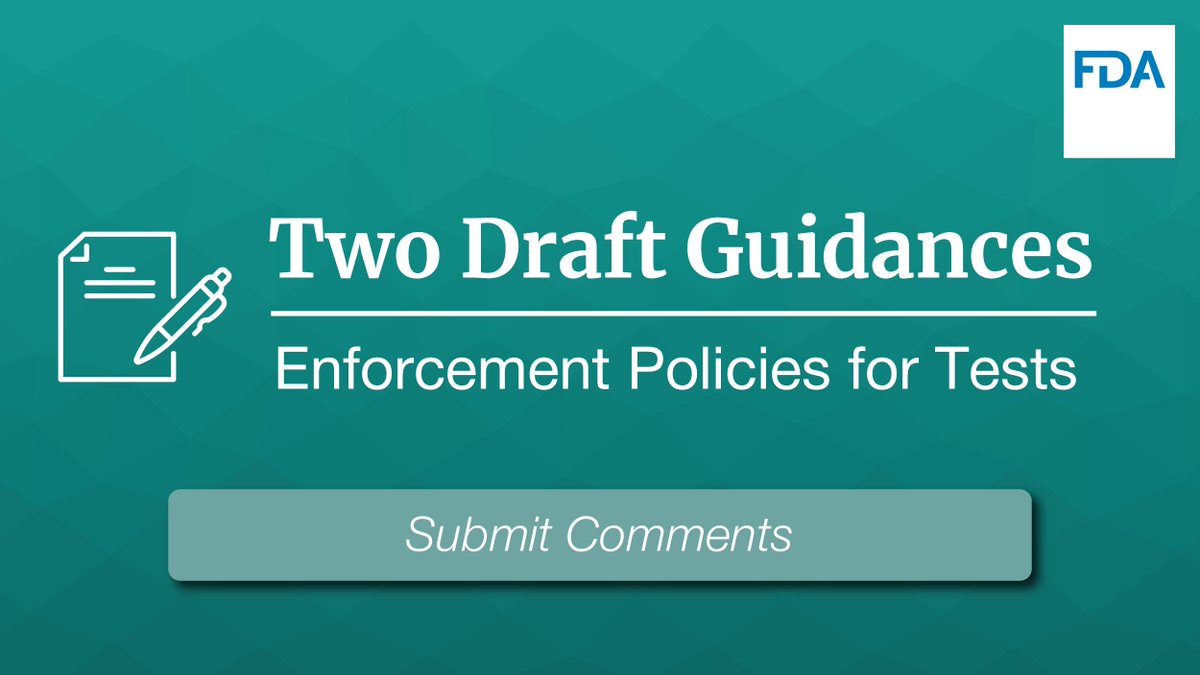 Today the @US_FDA issued the following draft guidances about enforcement discretion for certain IVDs in response to emergencies and public health threats.