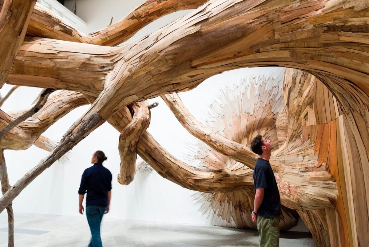 Henrique Oliveira's Arboreal Labyrinth Ruptures the Entrance to an Enchanting Exhibition — Colossal buff.ly/43oy3Hm