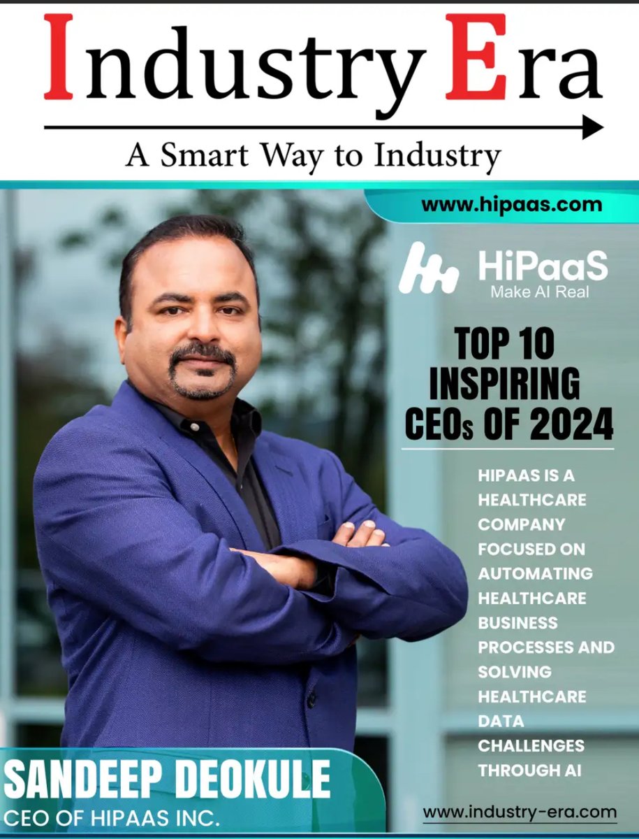 hipaasinc's tweet photo. Sandeep Deokule, HiPaaS Inc. CEO defines his vision for 'Make AI Real'. At HiPaaS, our  ‘Make AI Real’ initiative supports healthcare companies in implementing Artificial Intelligence (AI) solutions to enhance patient care, simplify administration, and reduce costs. @deokule #AI #healthcare #HealthIT #Epic 
https://t.co/0PYCCJ6WQv