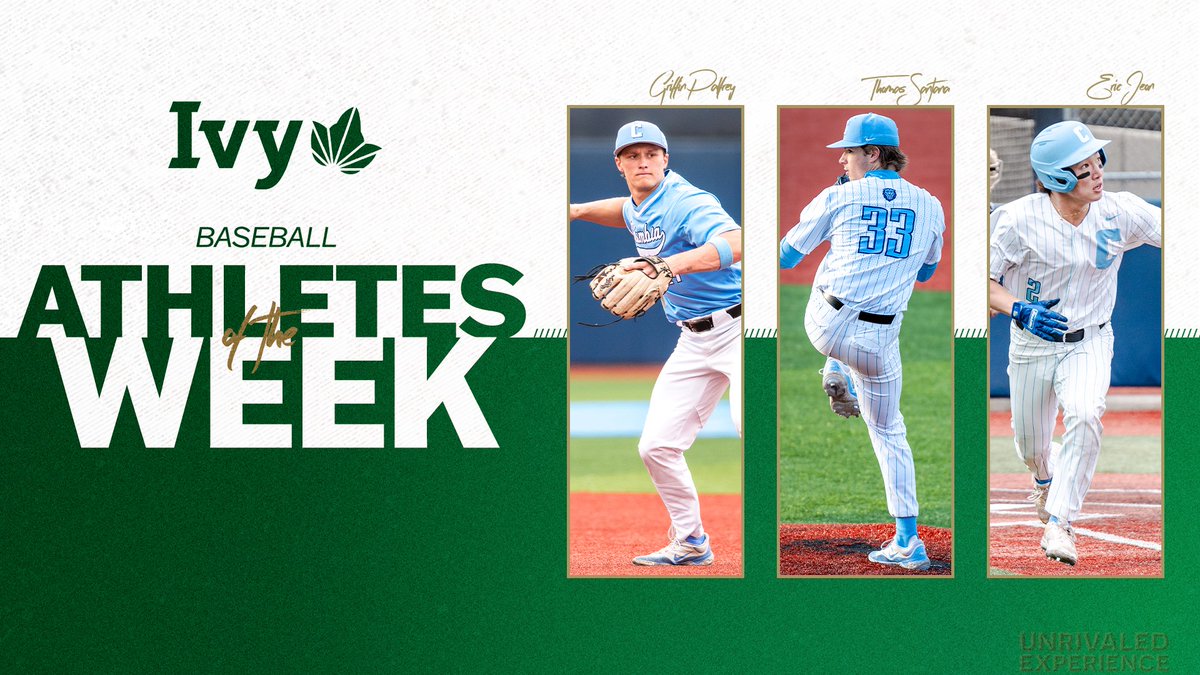 After going 4-0 and claiming the Ivy League title, @CUlionsBaseball swept the Ivy League baseball weekly awards. Griffin Palfrey (player), Thomas Santana (pitcher) and Eric Jeon (rookie) took home honors.🌿⚾️ 📰 » ivylg.co/BASE042924