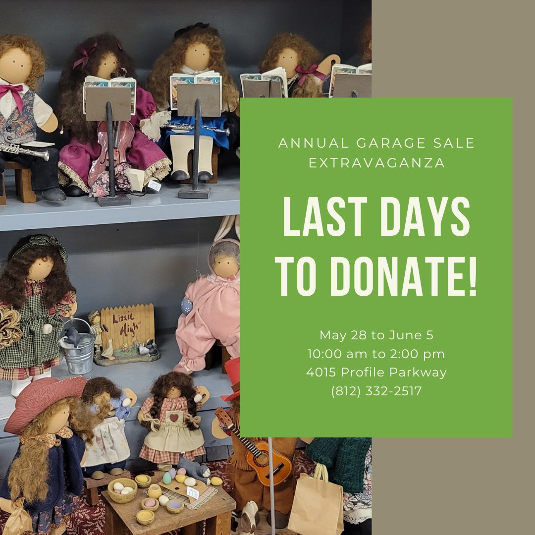 mocohistoryctr's tweet photo. There are only a few more days to donate to the Garage Sale Extravaganza! Call 812-332-2517 or visit https://t.co/B0PkXusuzx with any questions about donations. https://t.co/sLaTQ5t6kD