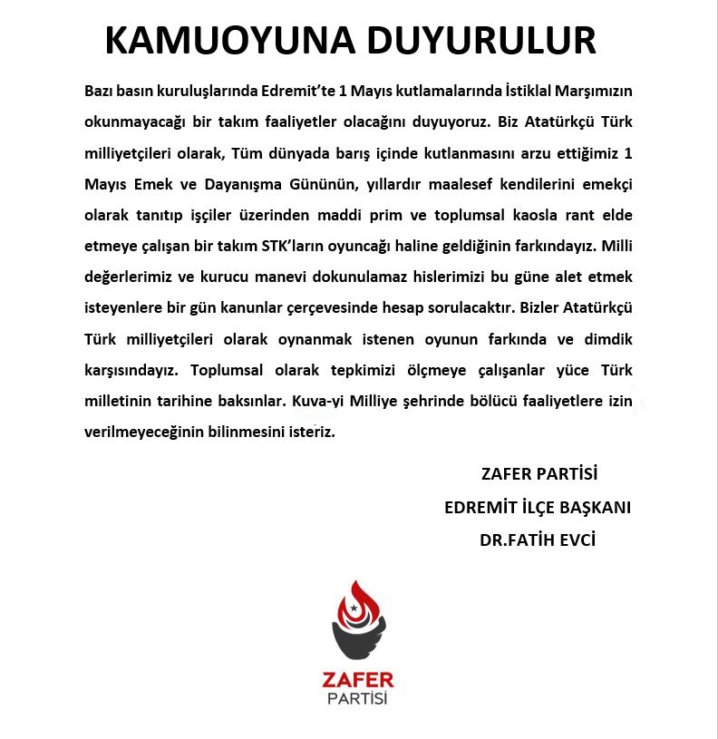 @zaferpartisi @umitozdag @drfatihevci @gokhankarataszp @av_tugbay @gokselkarataszp @erkanyalcinnn @zaferedremitgen