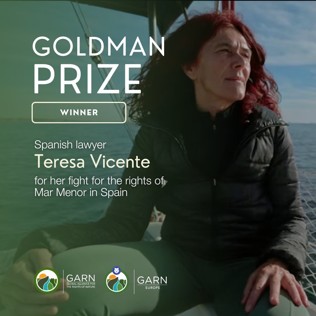 🌊🏆✊🏼 Congratulations to lawyer Teresa Vicente, who was awarded with the @goldmanprize for her fight for the rights of the Mar Menor lagoon in Spain More information: garn.org/teresa-vicente… #GoldmanPrize #RightsofNature #MarMenor #España