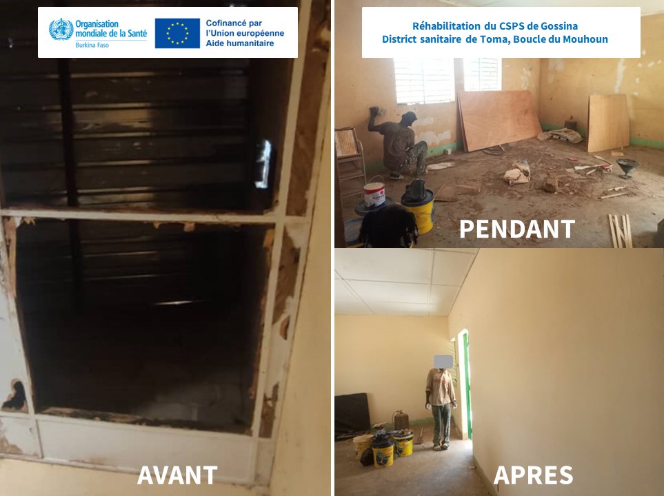 Au #BurkinaFaso, 🇧🇫 dans le District sanitaire de Toma, les travaux avancent à grands pas au Centre de santé et de promotion sociale de Gossina, qui fait peau neuve 🌟 La structure sanitaire est réhabilitée par @OMS_Burkina avec le soutien financier de @UE_BURKINA - @eu_echo